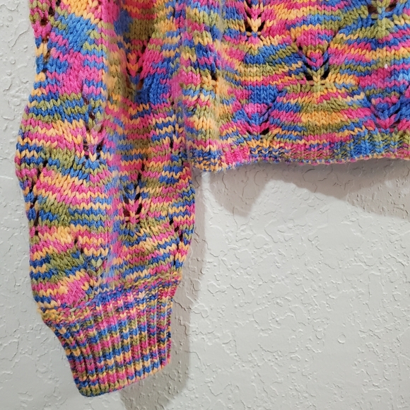 NWT Wild Fable Knit Colorful Cropped Sweater Med - Picture 2 of 9